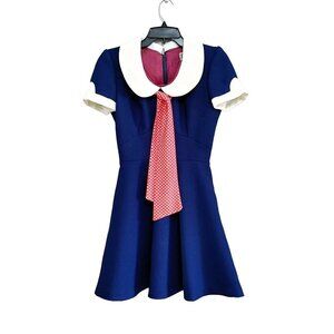 Cindy Juniors Leboff A-Line Dress Vintage 70s Blue  Polyester Union Made